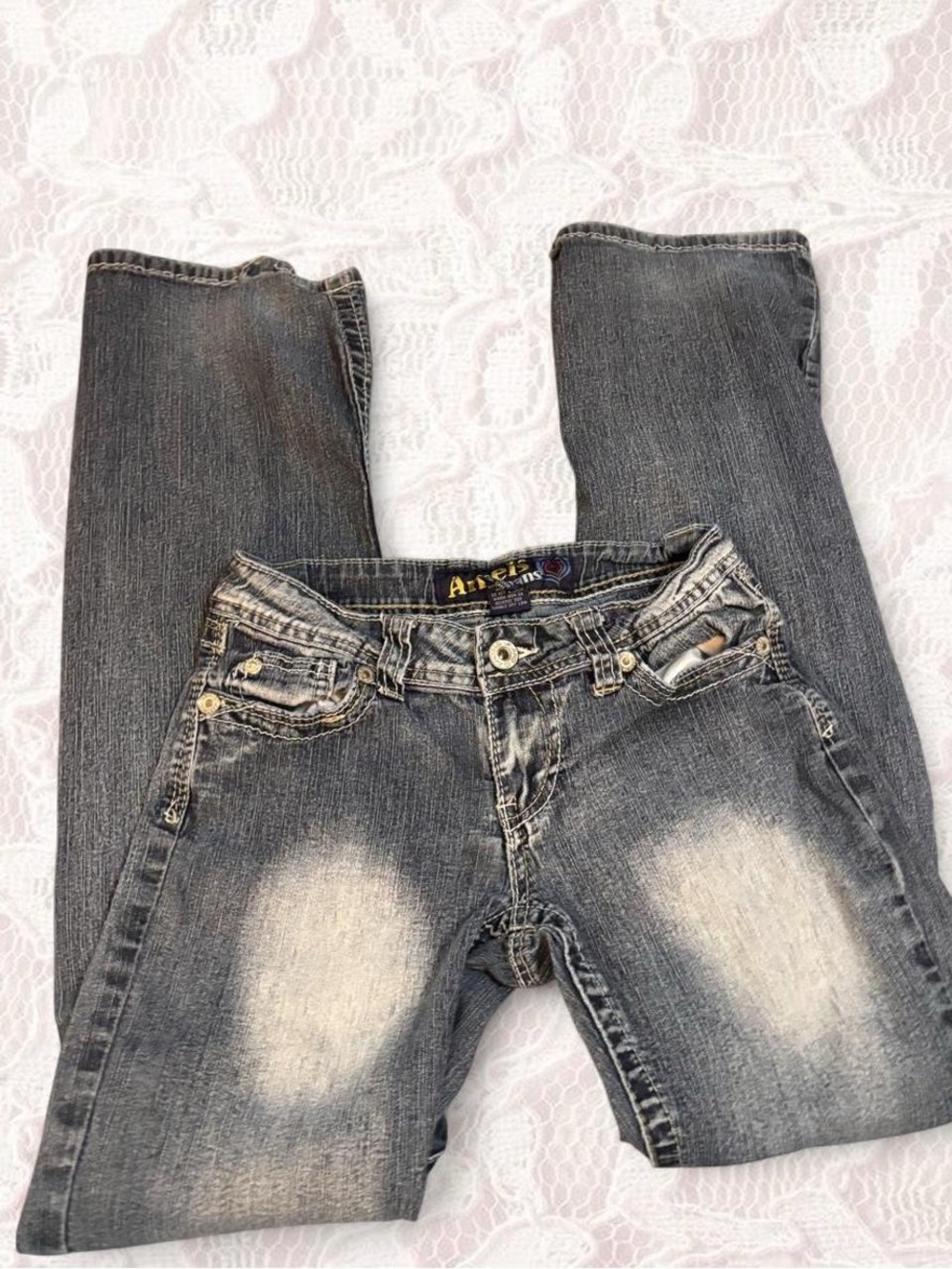 Angels Jeans Women's Faded Gray Wide Leg Jeans